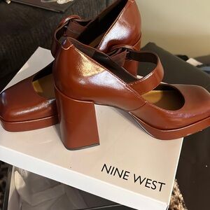Brown Leather Mary Jane Platforms